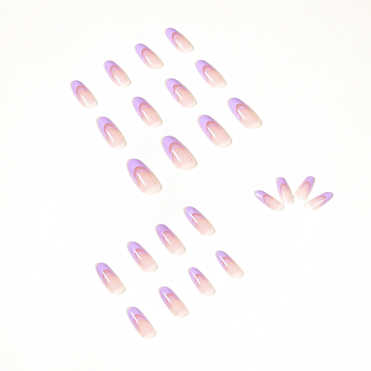 Fornecimento direto de unhas postiças duplas de lavanda simples com prensa francesa em unhas postiças removíveis|365 unhas