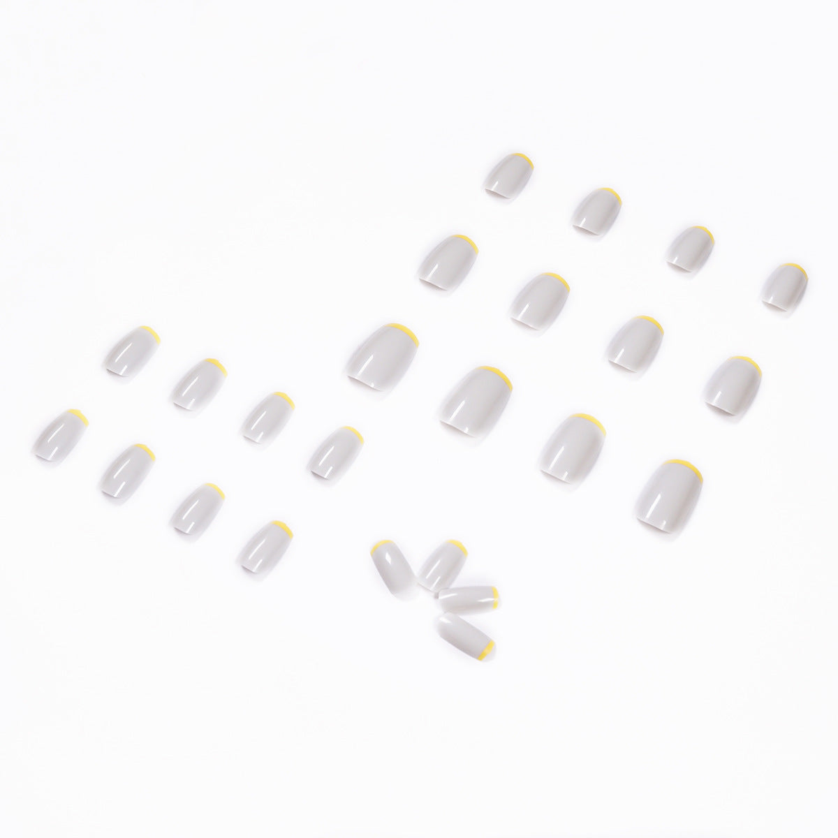 Folha morta amarela em francês para pressionar, finalizado, unha postiça, unha, unha, unha postiça.|365nails