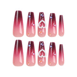 Manicure com mudança gradual de estilo longo, peça de unha para desgaste, cor vinho, mudança gradual, unha falsa, adesivo de unha, atacado|365nails