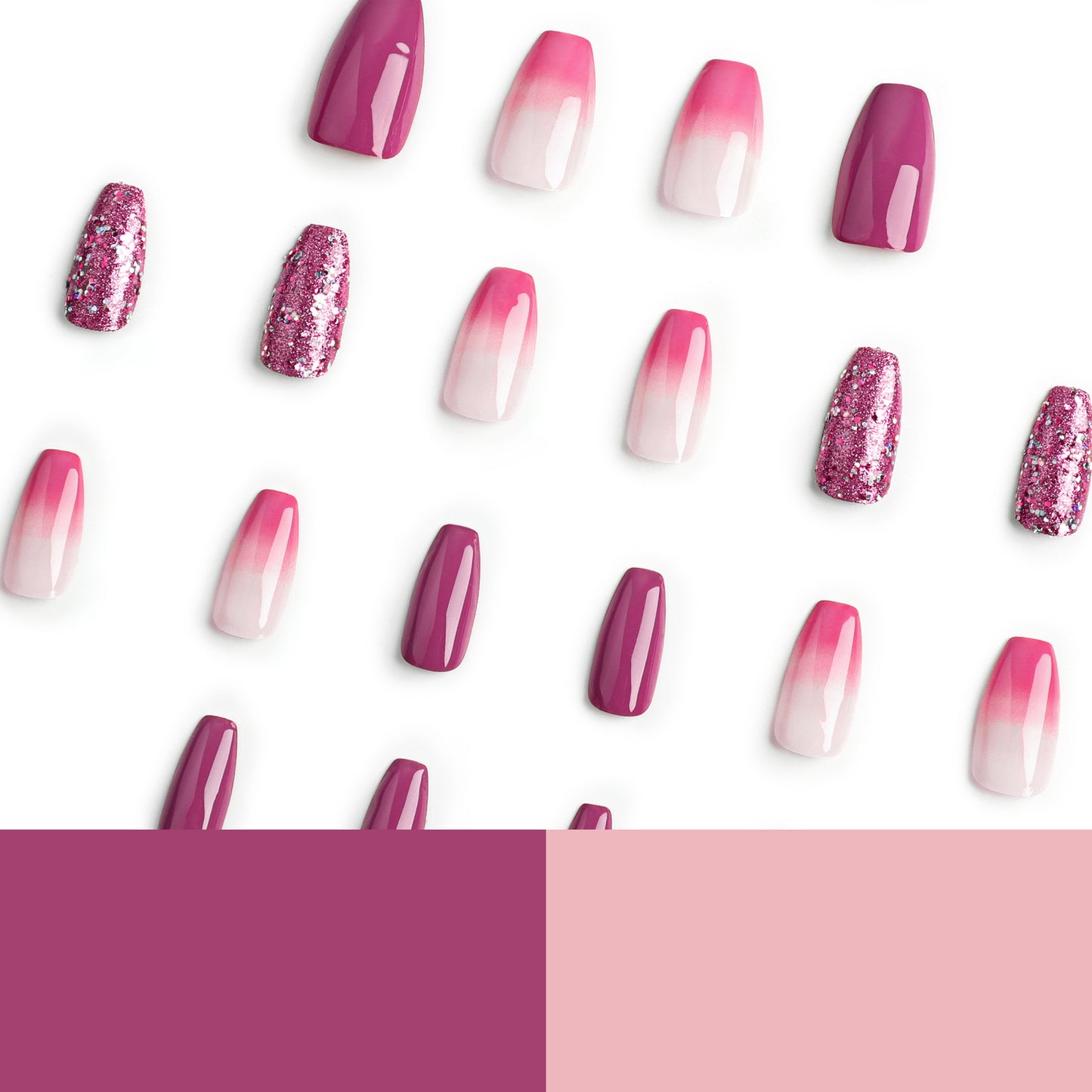 Wear nail purple nail piece wholesale pink gradual change purple glitter short nail piece nail piece nail art finished nail|365nails