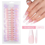 Nail tips French press on nails, simple long ladder manicure removable fake nails 120 pieces, prefabricated nail wholesale