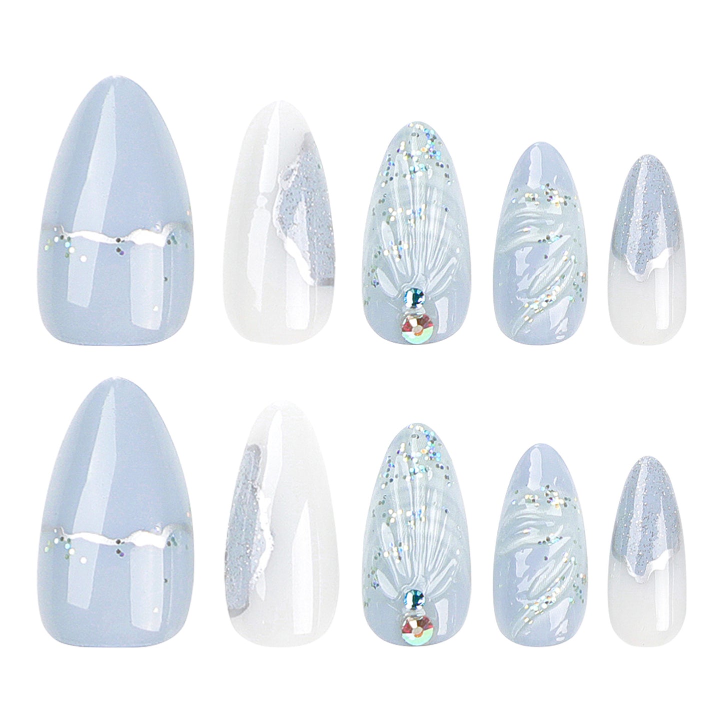 hot-selling pads finished products wholesale cool color 3D water drop shell manicure almond |365nails