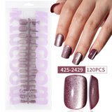 Nail Tips Popular cat eye press on nails, short square nail matte removable fake nails 120 pieces, boxed nail art women