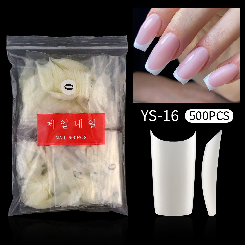 Nail Tips Transparent nail piece Semi-sticker Shallow sticker 500 pieces French long nail art trapezoidal square light and thin press on nails nail piece