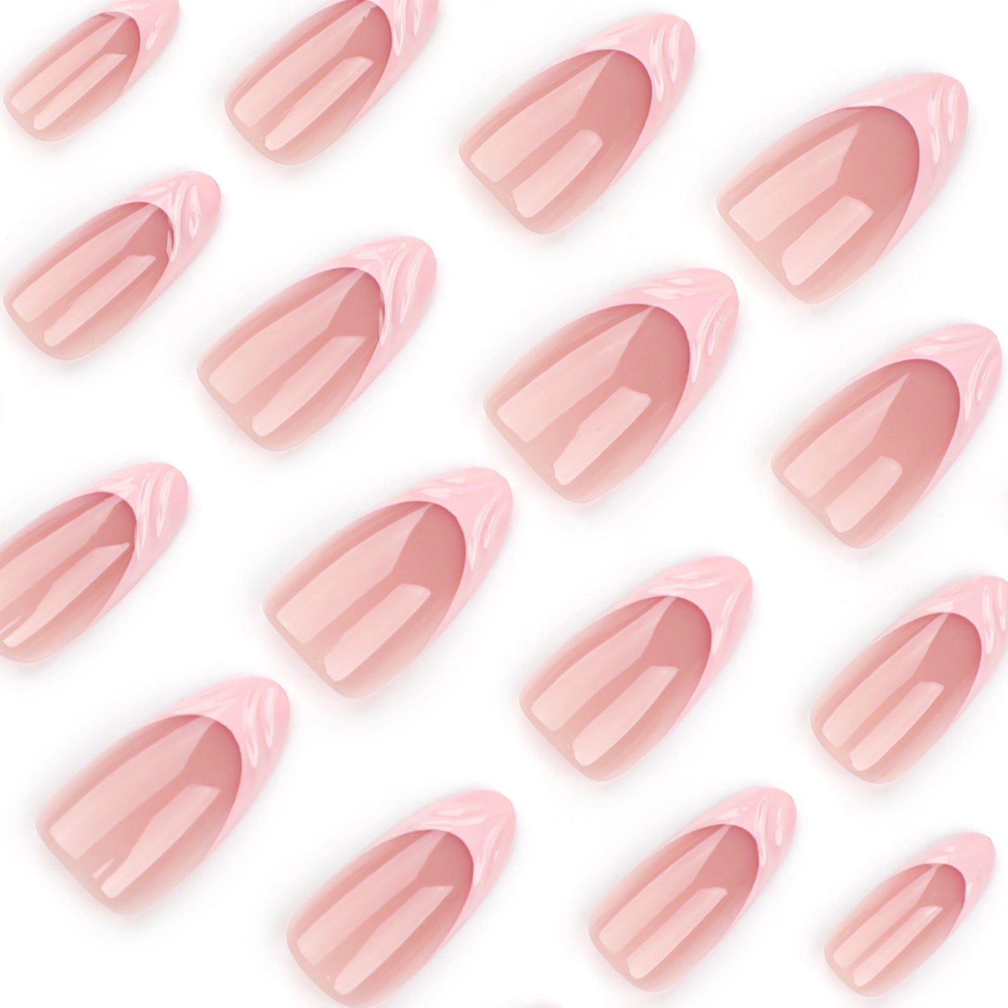 Simple short almond-shaped finished product wholesale French pink 3D nail piece repeatable fake nail|365nails
