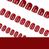 30 pieces burgundy solid color flash cat eye square short press-on nails