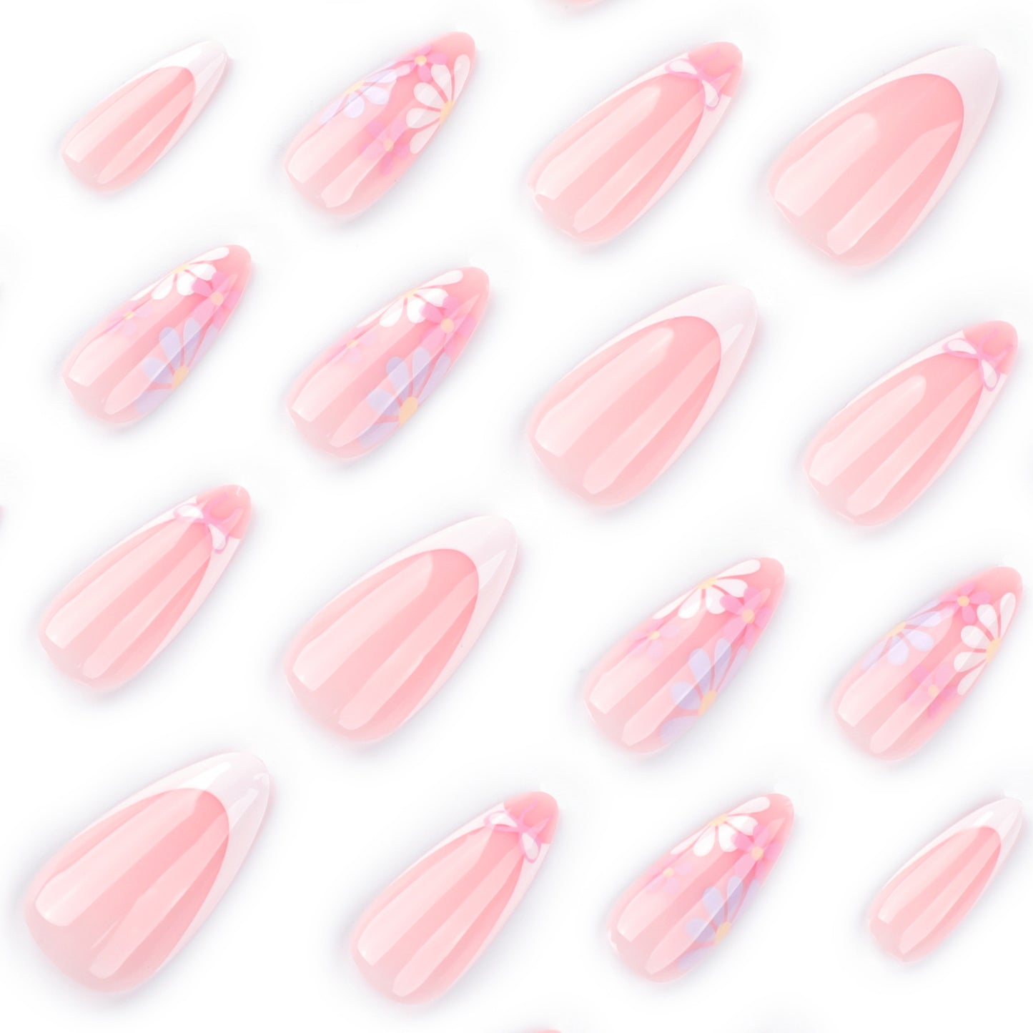 Summer style French white nail piece short almond nail piece removable fake nail wholesale|365nails