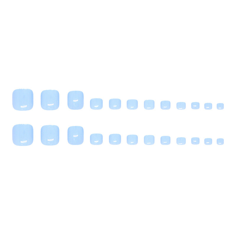 Uñas de los pies extraíbles, de verano, claras, frescas, sencillas, azules, dulces y blancas, versátiles, 24 piezas |365nails