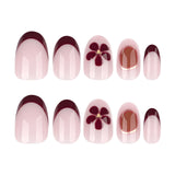 European and American foreign trade wearing nail short short round nail piece simple French fake nail flower nail piece nails