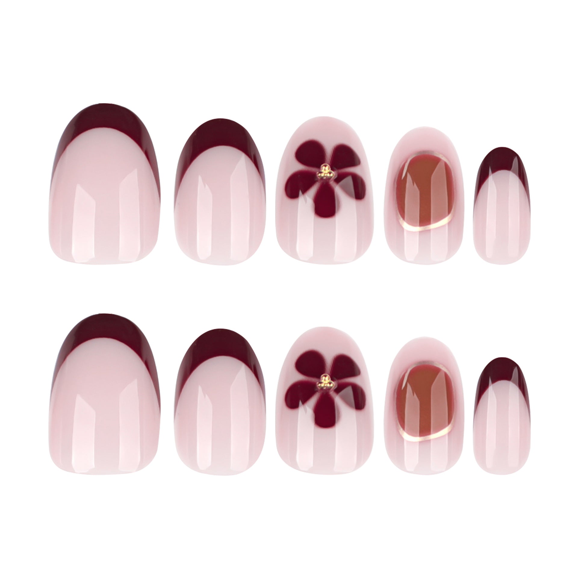 European and American foreign trade wearing nail short short round nail piece simple French fake nail flower nail piece nails