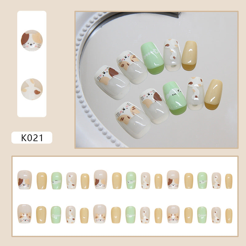 Unhas infantis gatinho fofo três flores peixe curto nail art 30 comprimidos | 365nails