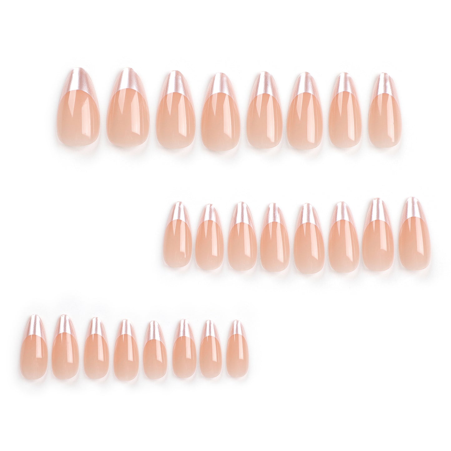Simple ice-through fake nail manicure piece Almond nail wearable nail sticker Nail piece Hair French wearable nail piece|365nails