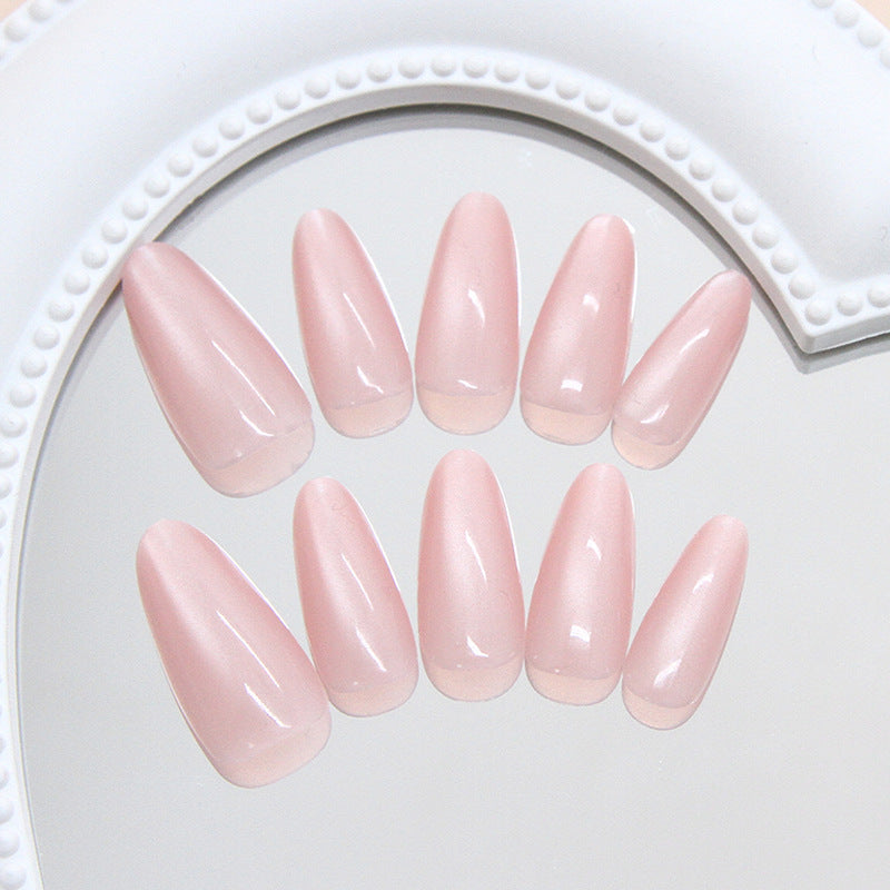 Nail Tips prefabricated nail simple pink cat eye medium and long almond nail removable nail art pieces 30 pieces|365nails