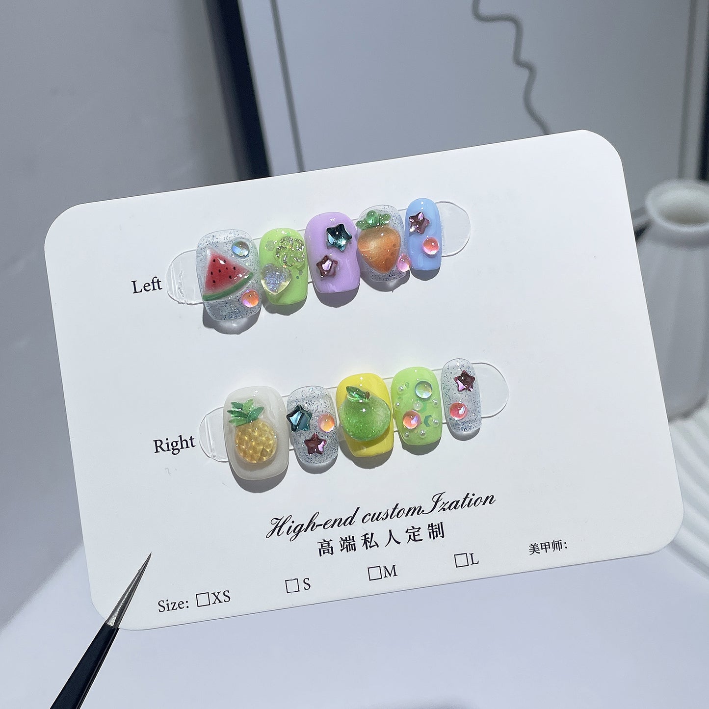 Pure handmade press-on nails three-dimensional fruit small fresh cartoon nail patch wearable nail sticker cute fake nail|365nails