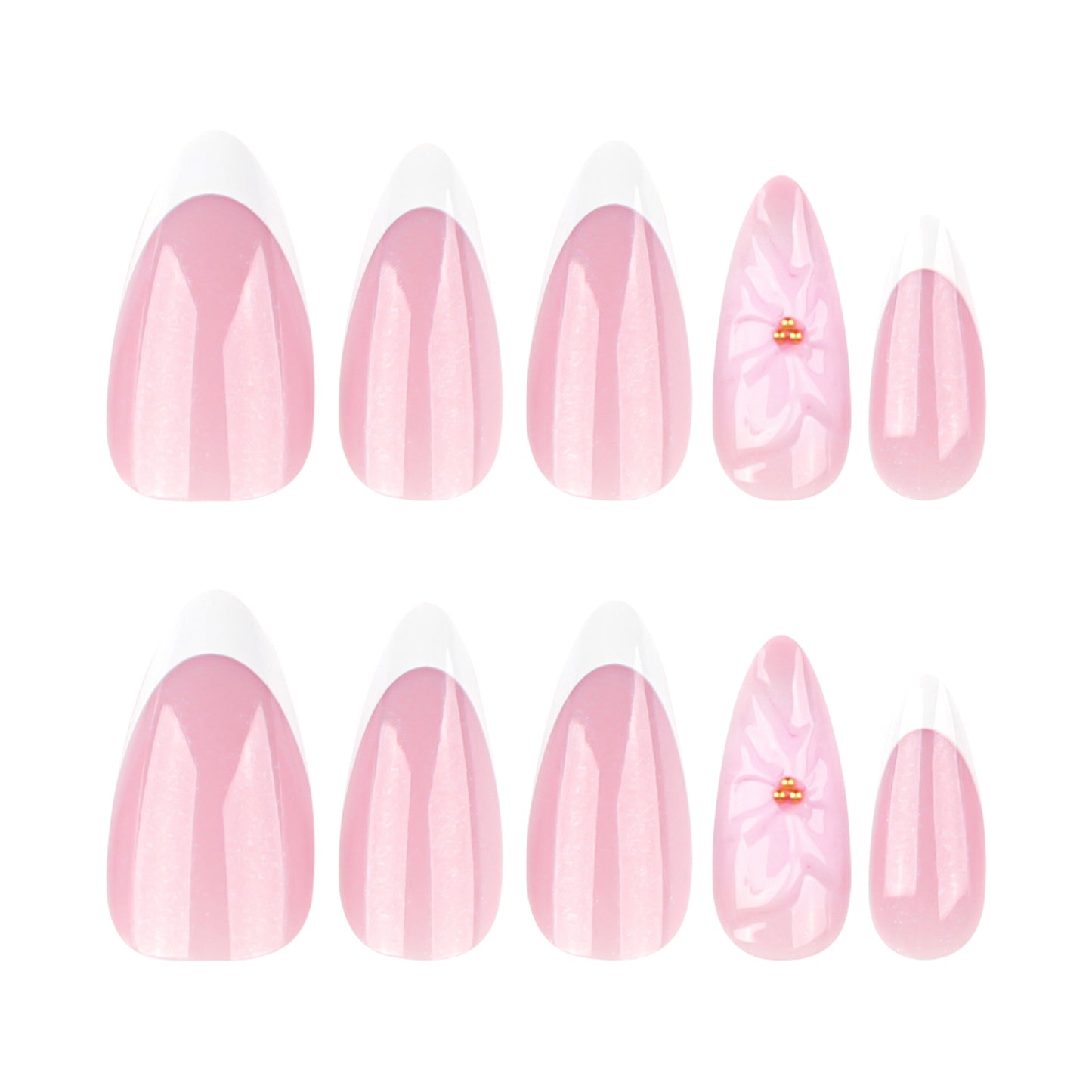 3D White Flower French Press-on nails【MOQ 5|×5】