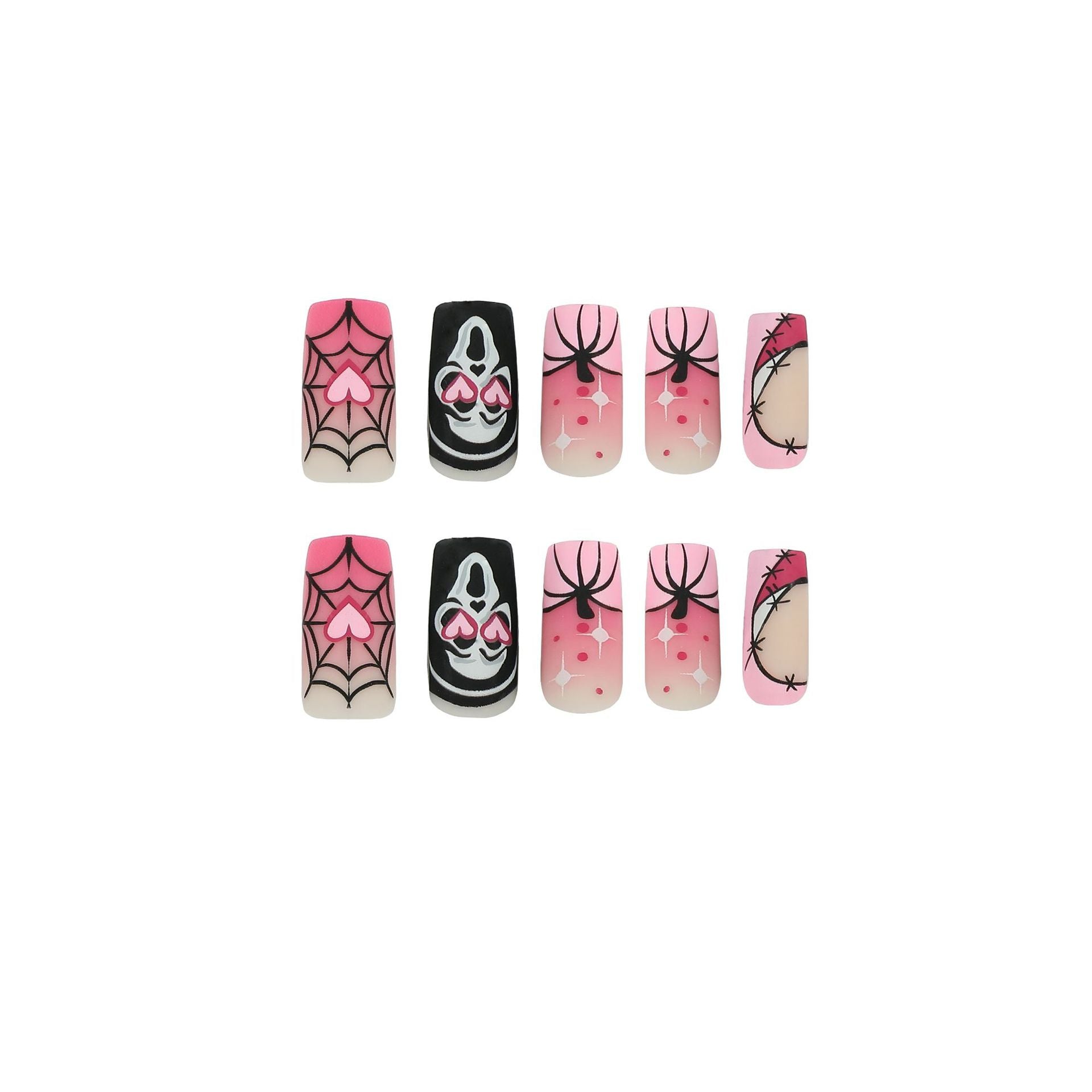 Unhas decoradas para Halloween, unhas decoradas, rosa, mudança gradual, amor, abóbora, teia de aranha, esqueleto, unhas de pressão|365nails
