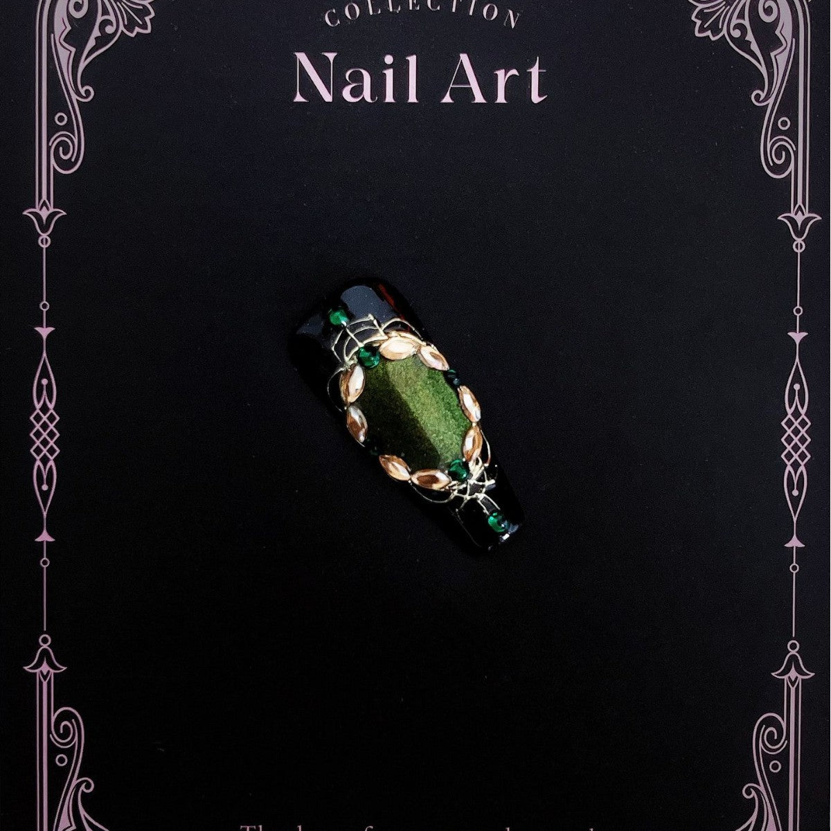 Title Forest Ivy Glow | Jade Relief Art Series Press-On Nails