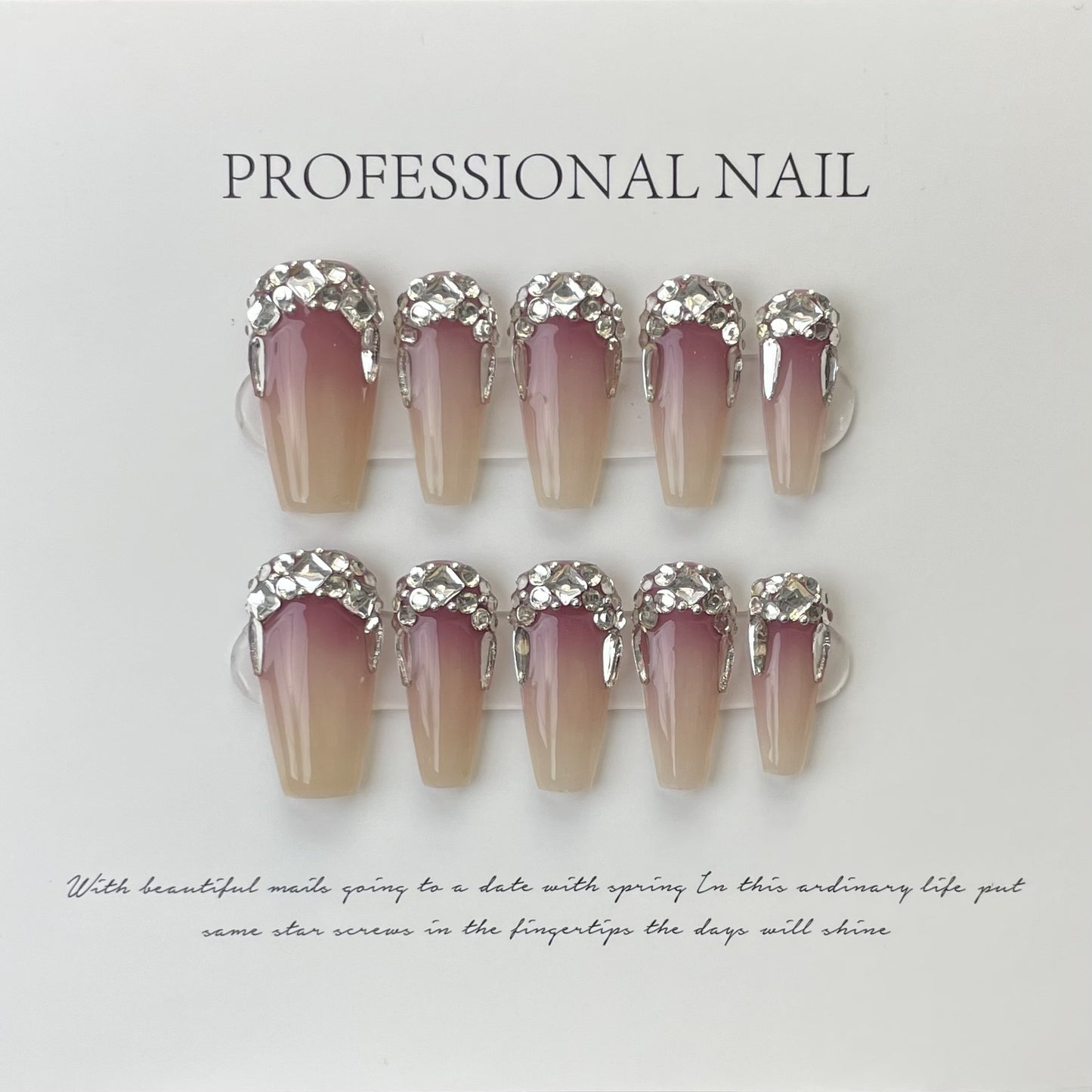 handmade press on nails Psychedelic Empress Dowager Silver White Silver Flash Spice Girl Nail Art Long Tip Nail Type | 365nails