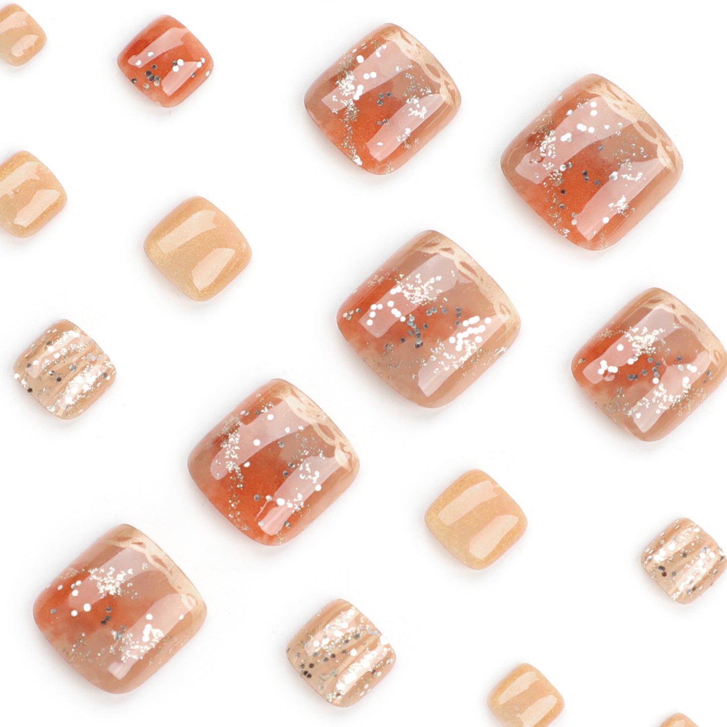 New toenail caramel color white smudging and foot manicure finished product wholesale|365nails