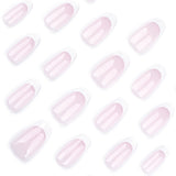 Unhas postiças clássicas rosa nude francesas brancas, unhas postiças curtas amêndoa finalizadas|365nails