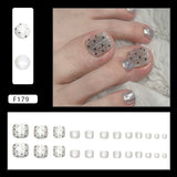 Listras tridimensionais cinza perolado romântico estrelas branco ins vento unhas dos pés removíveis 24 peças | 365 unhas