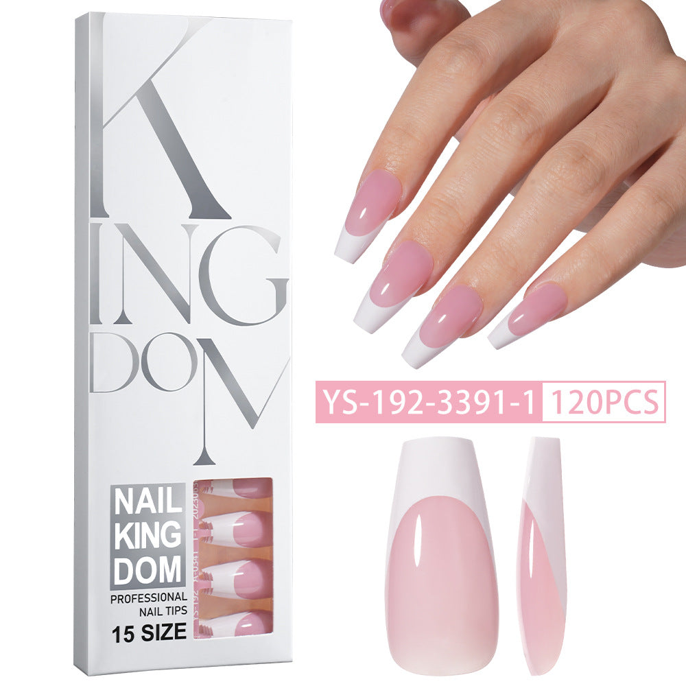 Hot-selling French-style armor, simple spray oil-shiny patch manicure removable trapezoidal nail piece 120 pieces in a box