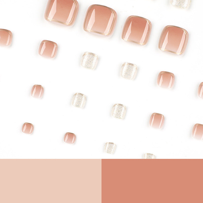 Press-on nails wholesale Nude Phnom Penh glitter foot nail piece wholesale Europe and America press on nails manicure fake piece nail piece sticker|365nails