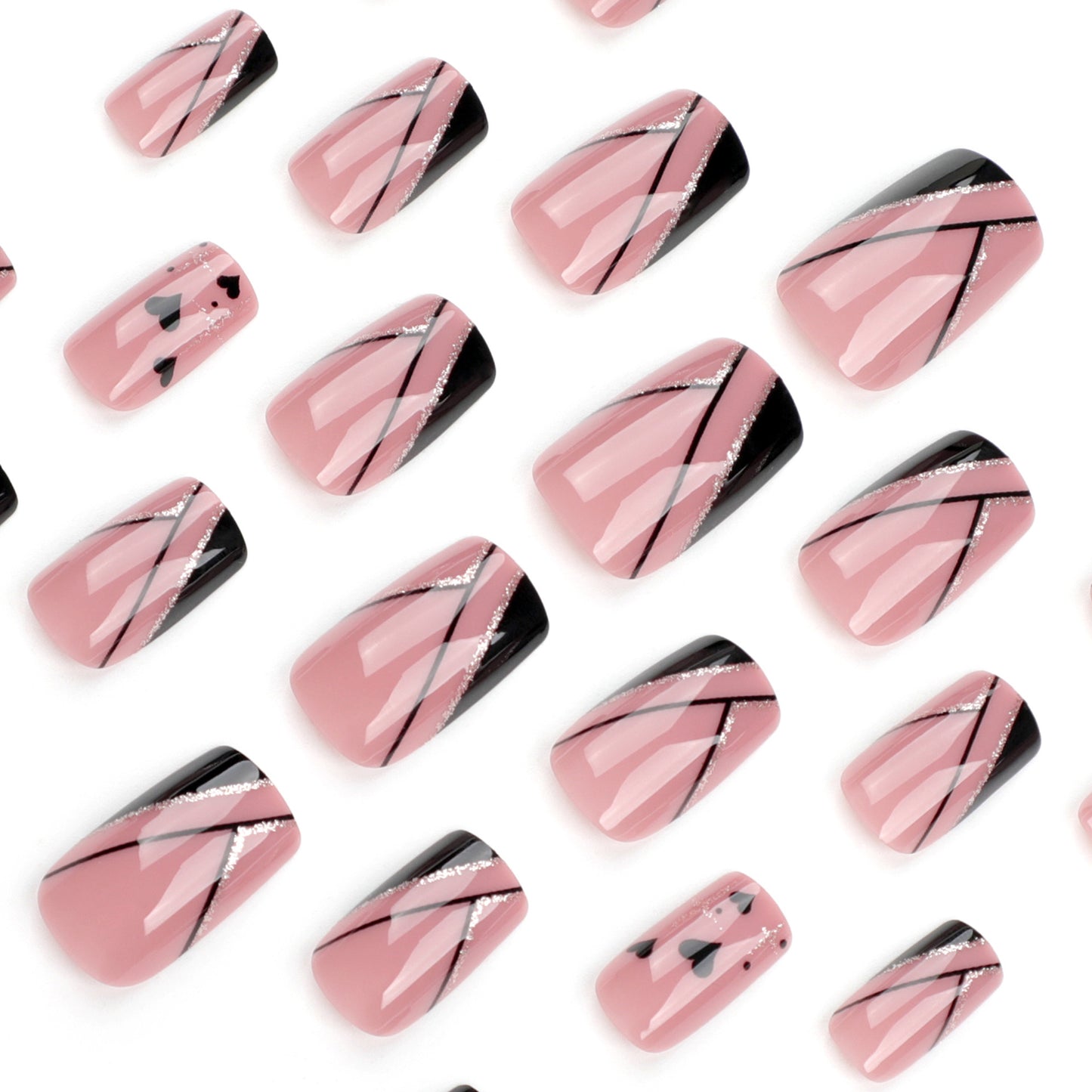 Use almofadas de unha atacado unhas postiças francesas chanfradas glitter amor unhas postiças curtas quadradas unhas postiças quadradas europeias atacado | 365nails