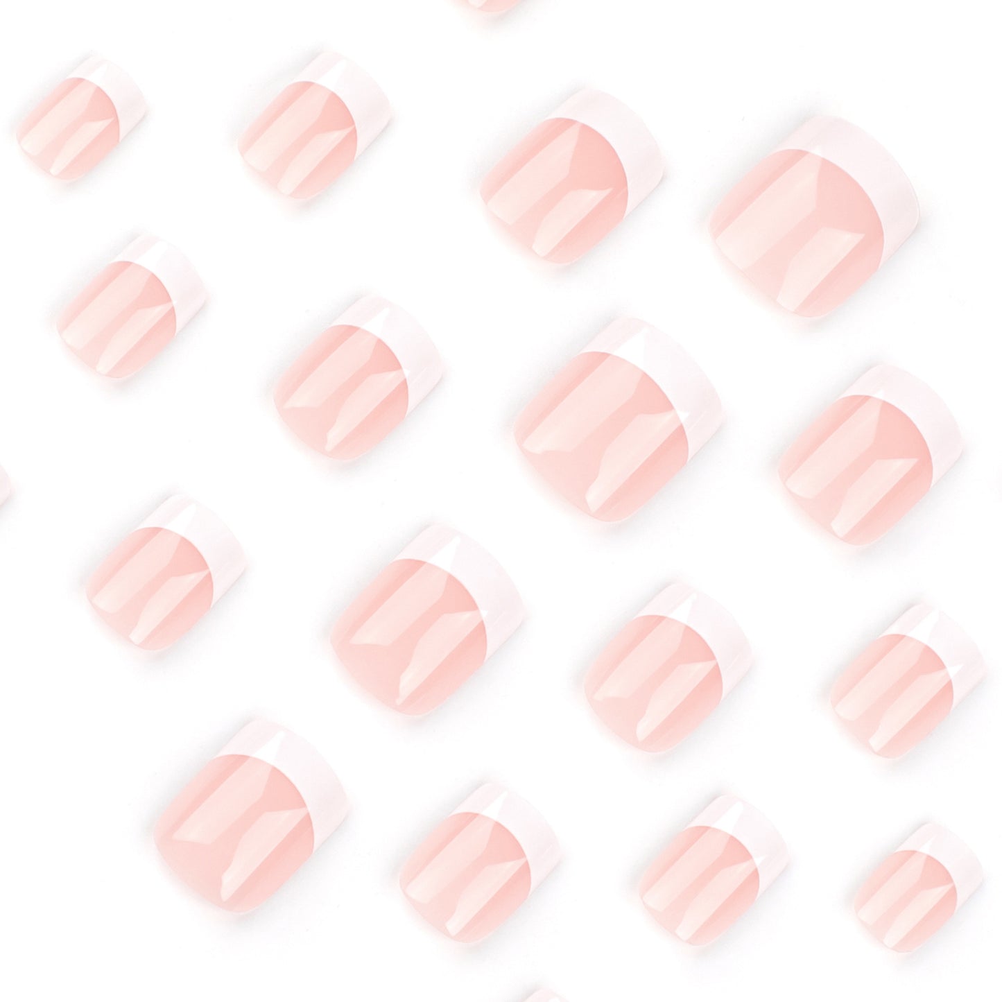 Unhas francesas brancas simples, unhas curtas quadradas, arte de unhas falsas, adesivo removível, peça de unha mais vendida|365nails