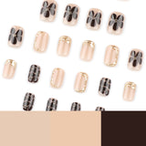 Brown Petals Flower Square Short 3D press-on nails