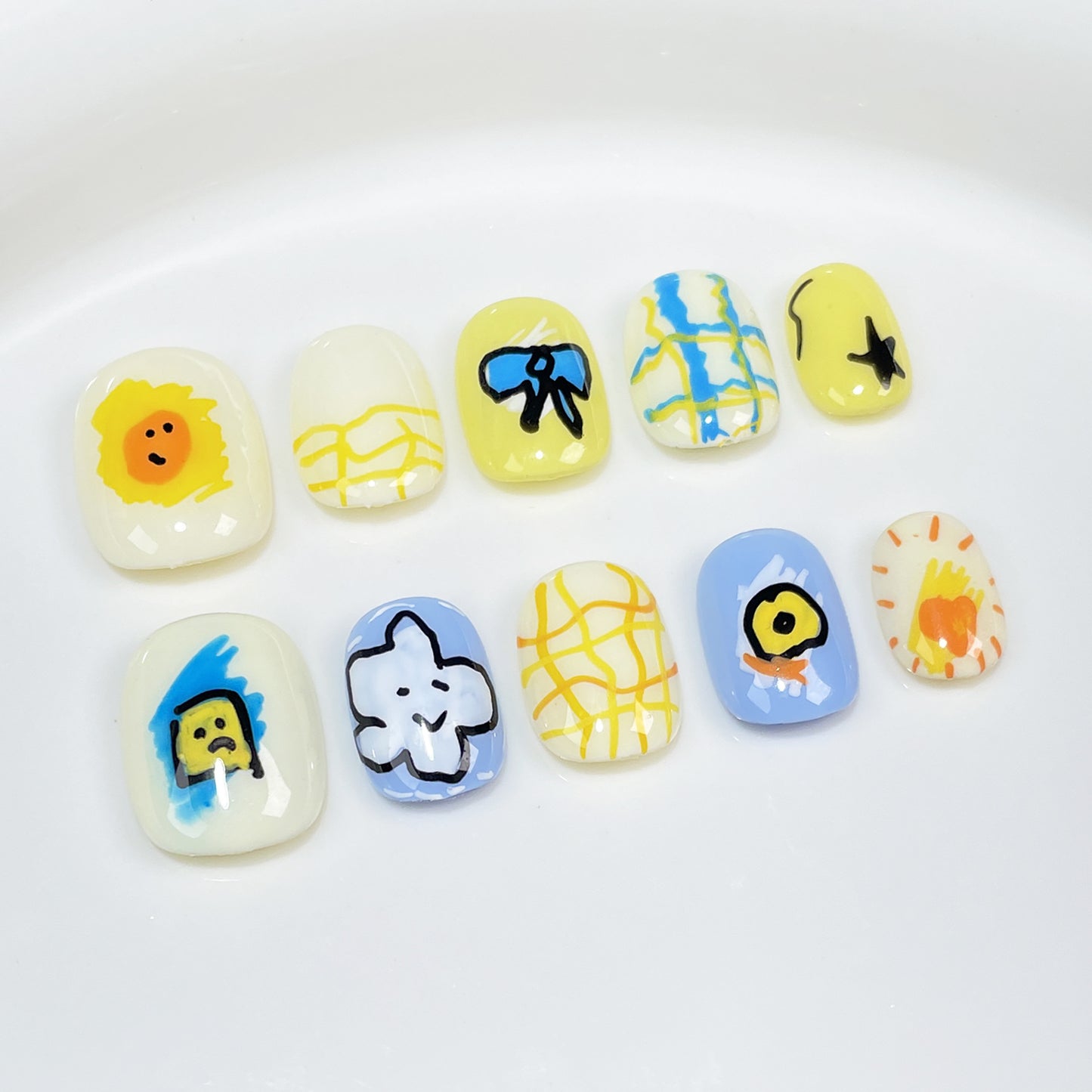 Cartoon Cute Handmade Press-on Nails Childlike Hand Painted Wearing Fake Nail Patch Wholesale|365nails