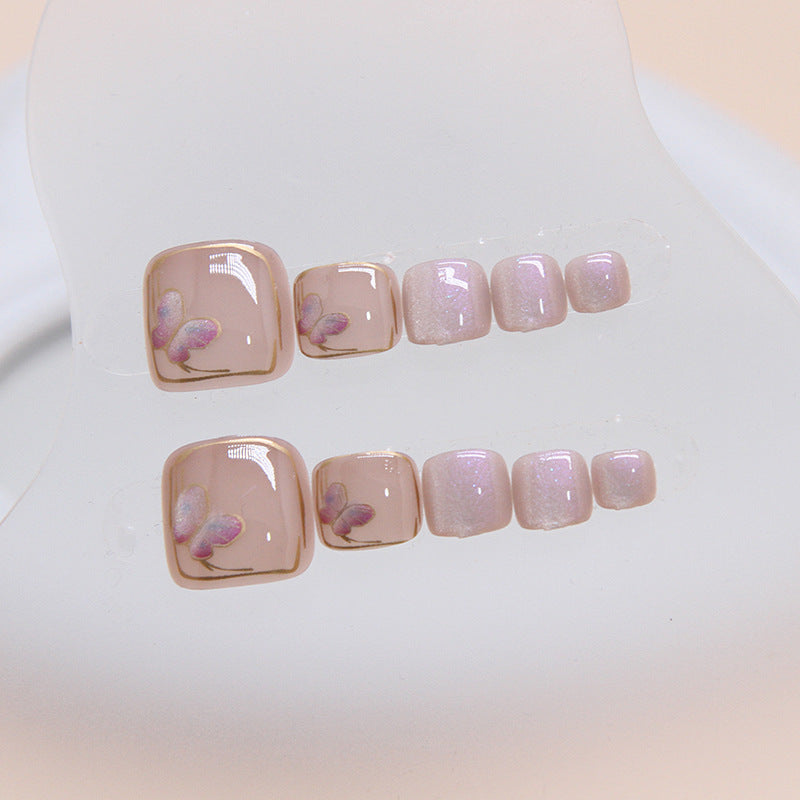 Unhas postiças estilo olho de gato e borboleta, peça de manicure, peça de unha postiça para unhas dos pés, peça de unha estilo olho de gato, 24 peças|365 unhas