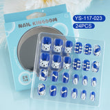 Children press on nails, cartoon 24-piece boxed finished product, sweet and cute children's removable fake nail patch manicure
