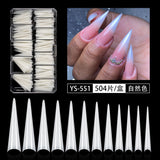 Nail Tips Long salons press on nails pieces, long tip 120 pieces, boxed transparent thin dog lengthened art nail pieces, women