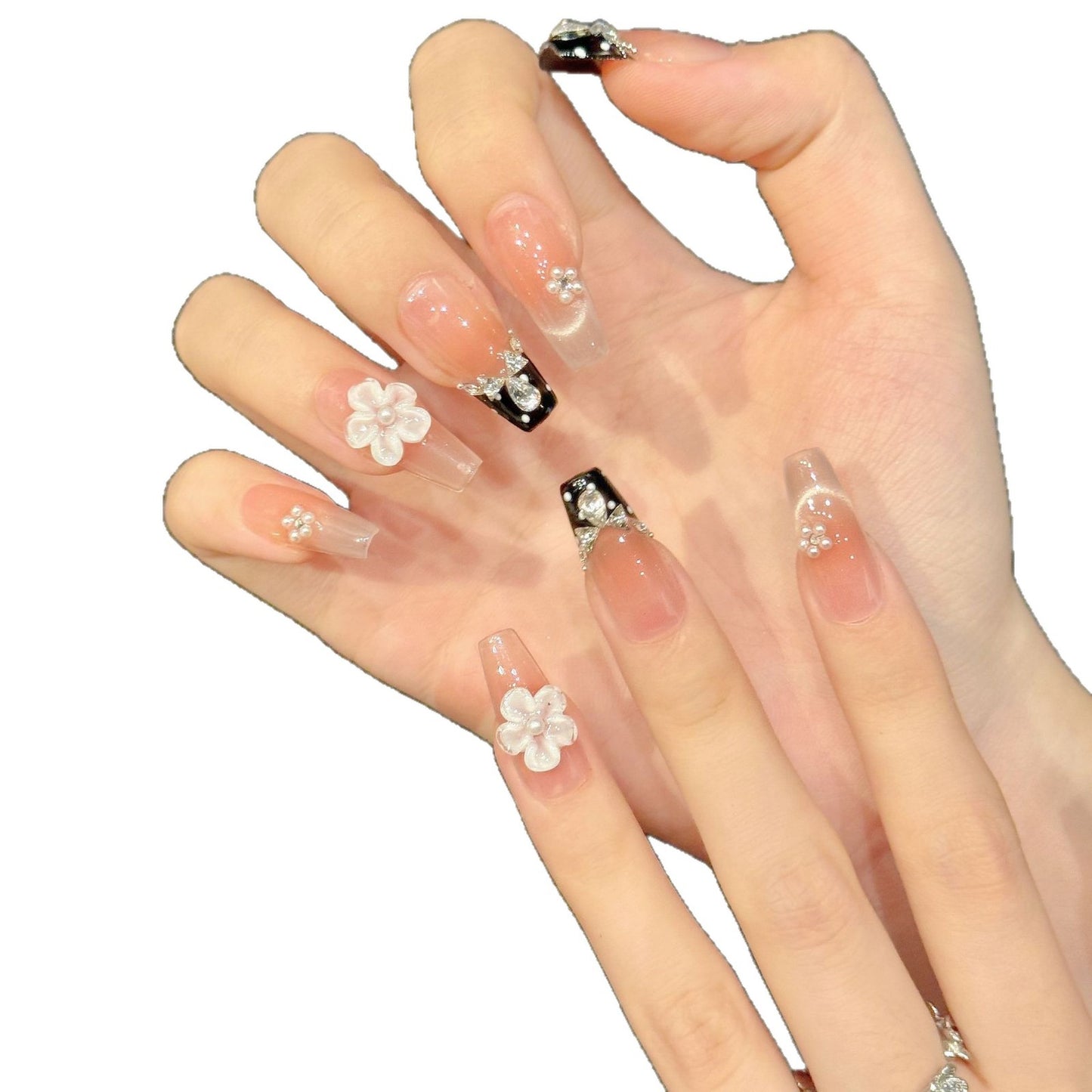 daughter zircon French polka dot cat eye bow girl handmade nails | 365nails