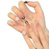 filha zircão bolinhas francesas olho de gato laço menina unhas feitas à mão | 365nails