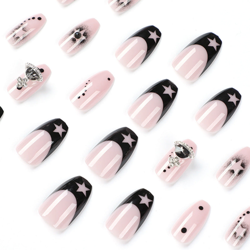 Wear fake nail piece cross Empress Dowager West hollowed out star nail piece finished nail piece press on nails|365nails