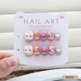 Uñas postizas con diseño de estrellas brillantes y divertidas para niños, con lazo de gato y viento | 365nails