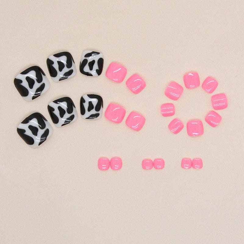 Unhas postiças da moda Barbie rosa doce menina vaca padrão vestindo armadura destacável acabada unhas postiças armadura atacado 24 peças | 365 unhas