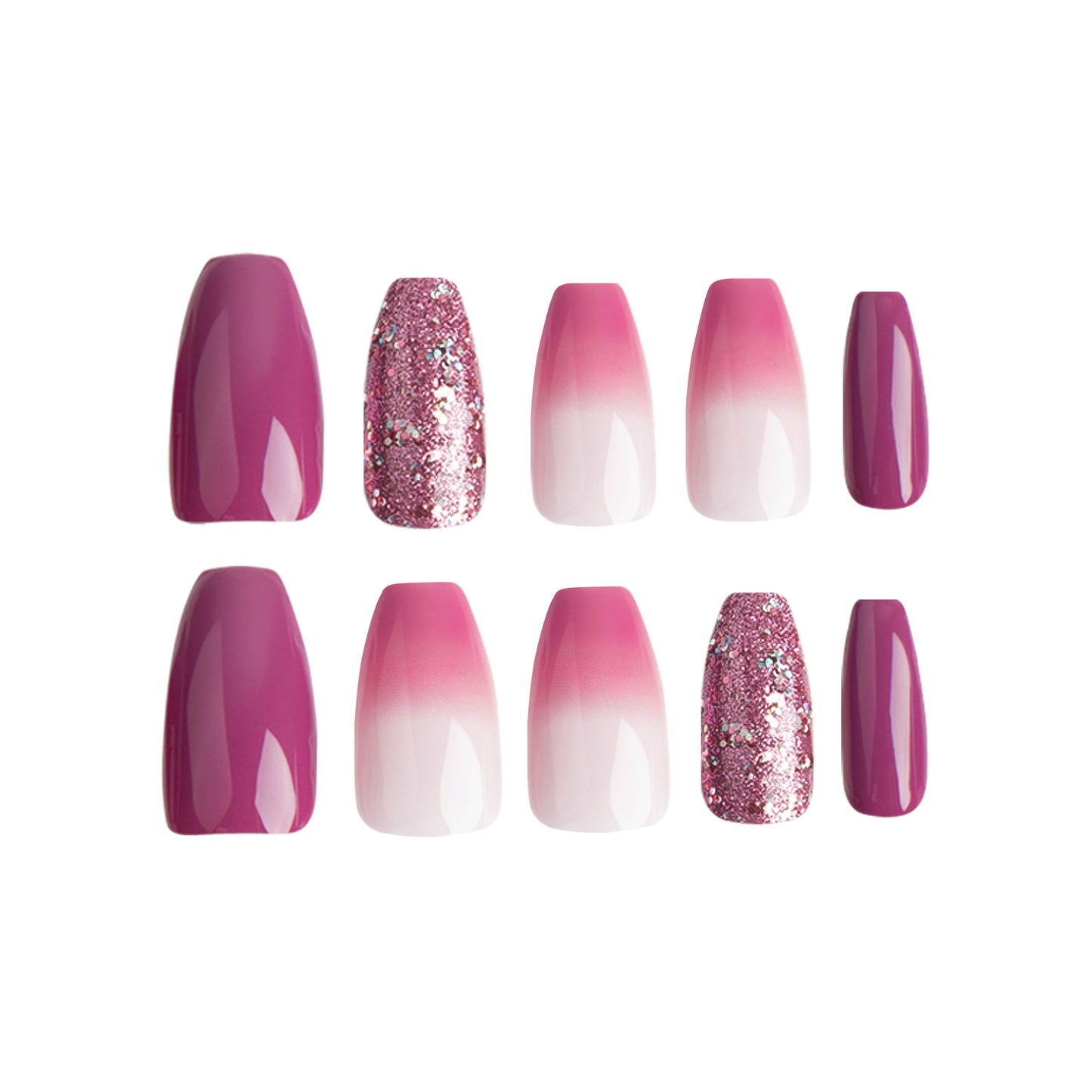Wear nail purple nail piece wholesale pink gradual change purple glitter short nail piece nail piece nail art finished nail|365nails