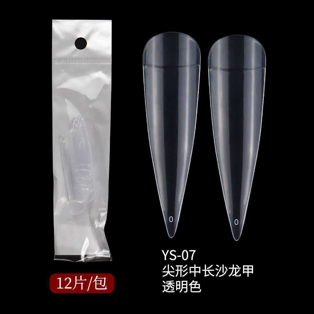 Nail Tips lengthening salon art nail pads 12 pcs bagged pointed  performance manicure super long fake nail pads