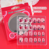 Children press on nails, cartoon 24-piece boxed finished product, sweet and cute children's removable fake nail patch manicure