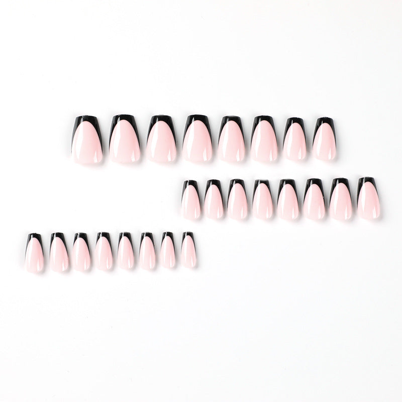 Venta al por mayor de almohadillas para uñas postizas, almohadillas para uñas francesas cortas con borde negro, almohadillas para uñas postizas, uñas con acabado artístico | 365nails