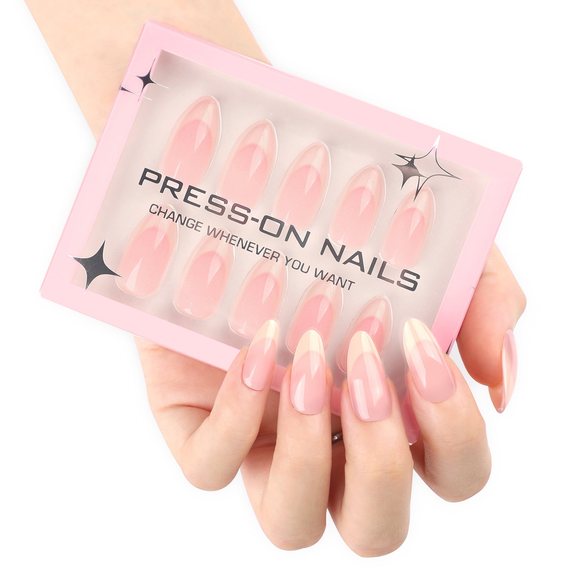 30pcs short almonds simple French beige high sense press-on nails