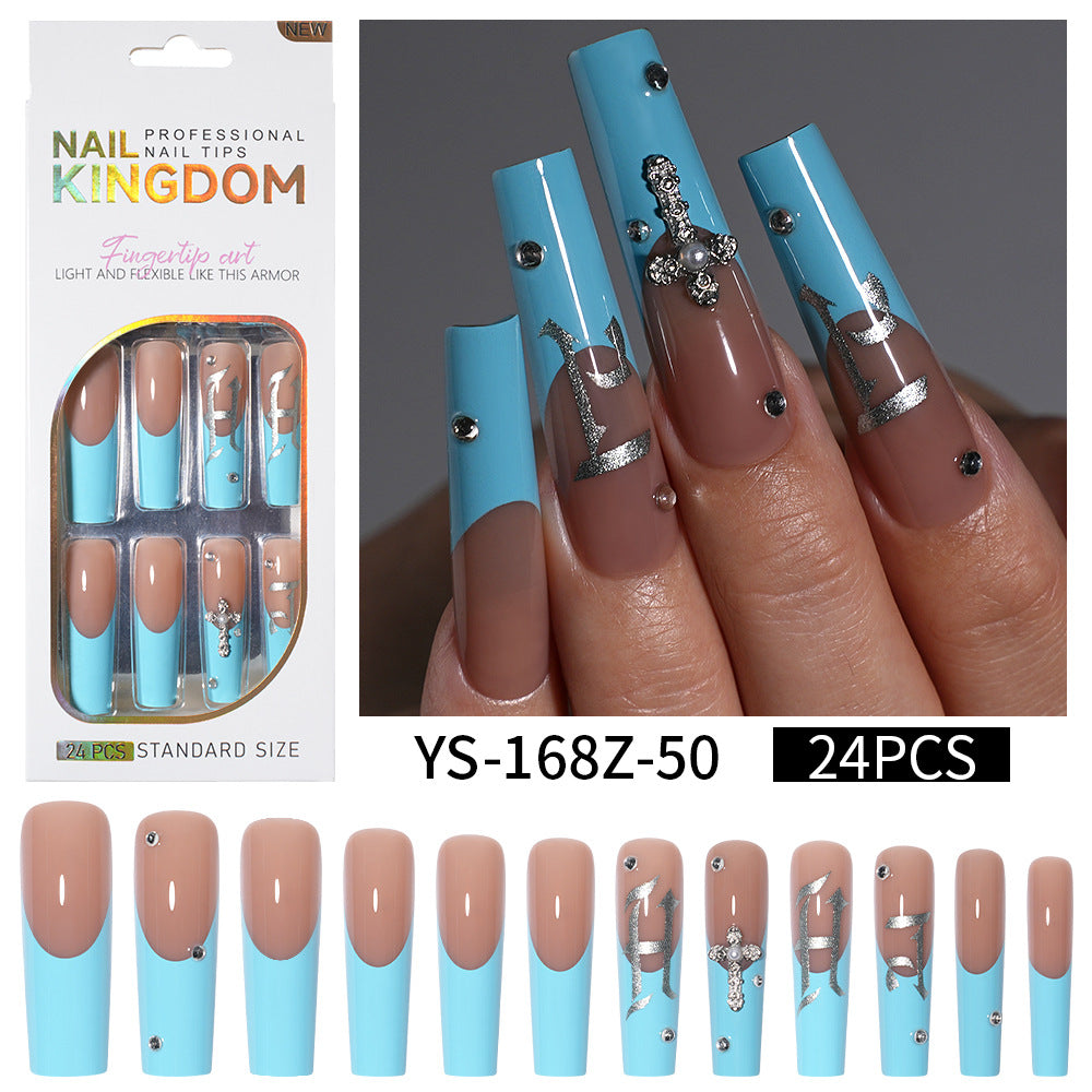 Long press on nails, French versatile patch nail art removable prefabricated fake nail press on nails piece