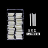 Nail Tips nail plate semi-sticker, light sticker, transparent XXL water pipe nail 500 pieces, boxed flat head fake nail, extended patch nail art.