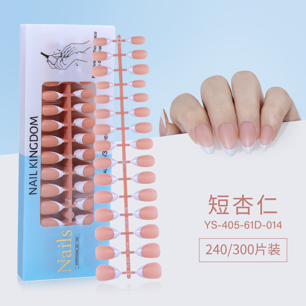 Nail Tips New French press on nails 240 pieces boxed fake nail manicure work in progress matte full sticker French nail piece