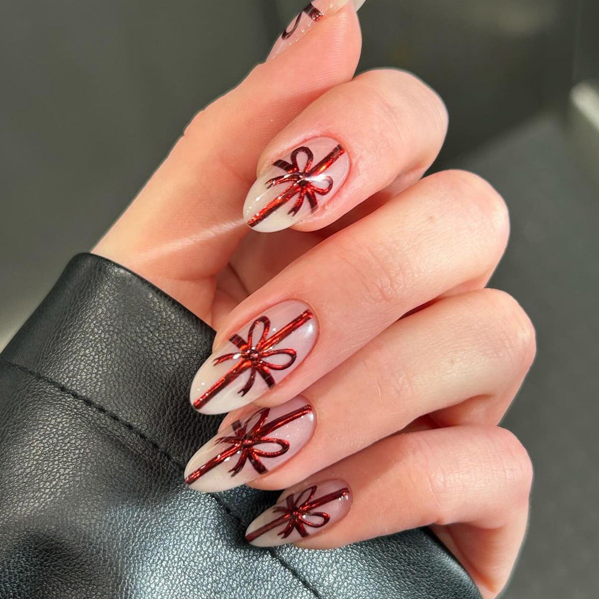 Christmas press on nails snowflake love snowman manicure short almond bow long nail wholesale|365nails