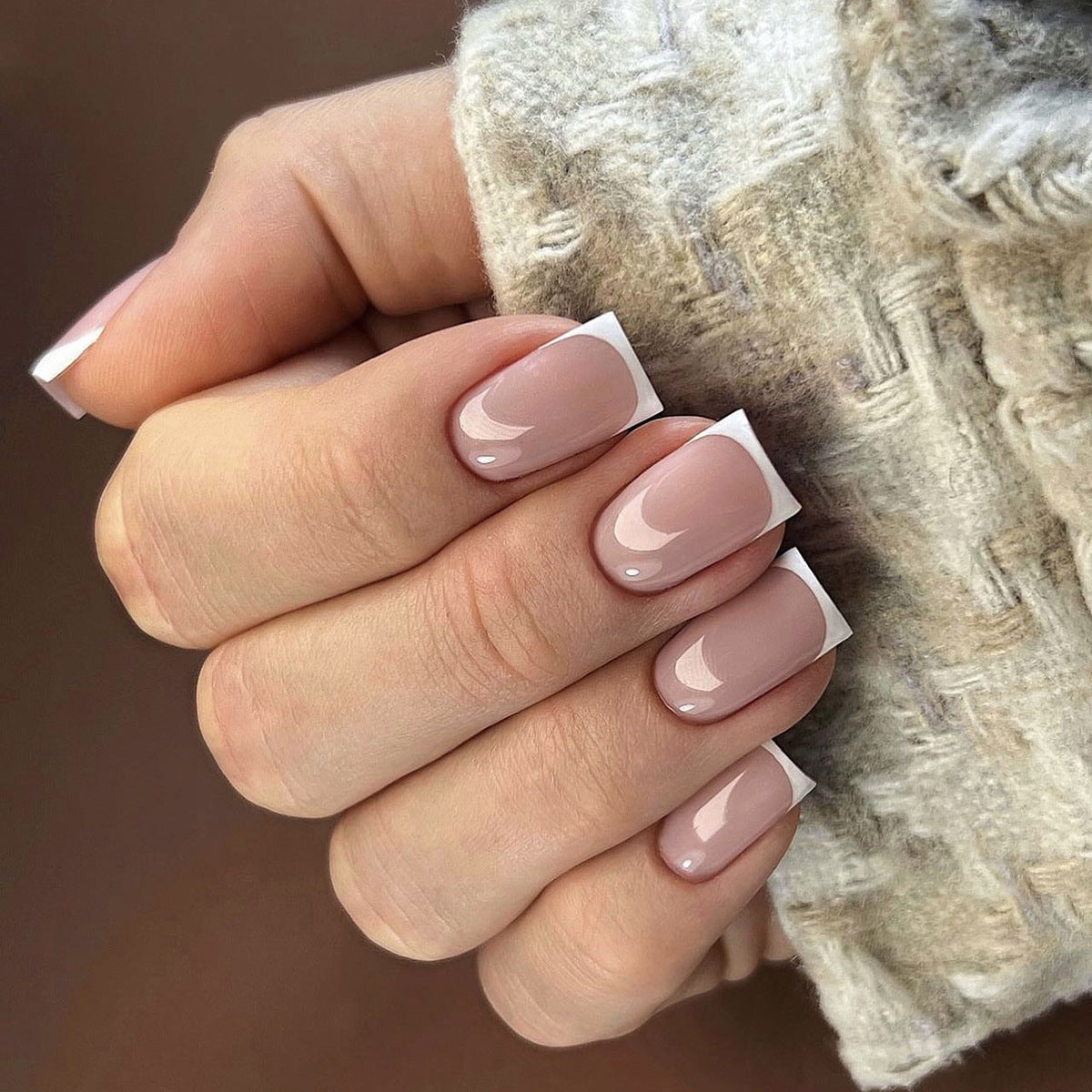 Classic hot-selling French manicure press on nails fake nails European square rectangular nail finished product wholesale|365nails