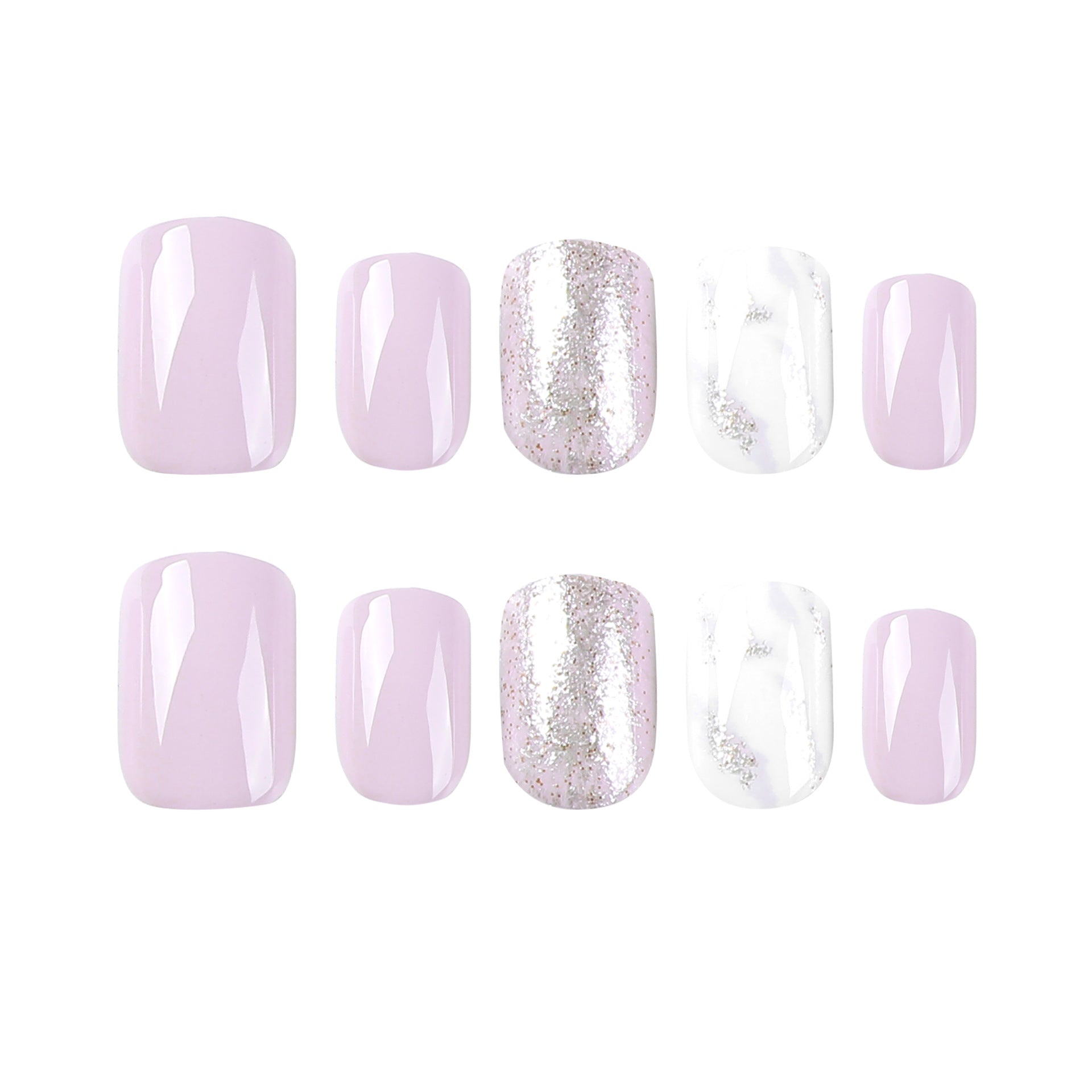 Wear nail short purple and white contrasting color smudging nail film glitter nail film finished nail film press on nail|365nails